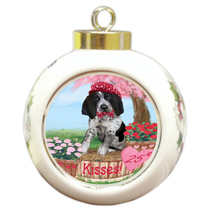 Rosie 25 Cent Kisses Bluetick Coonhound Dog Round Ball Christmas Ornament RBPOR56294