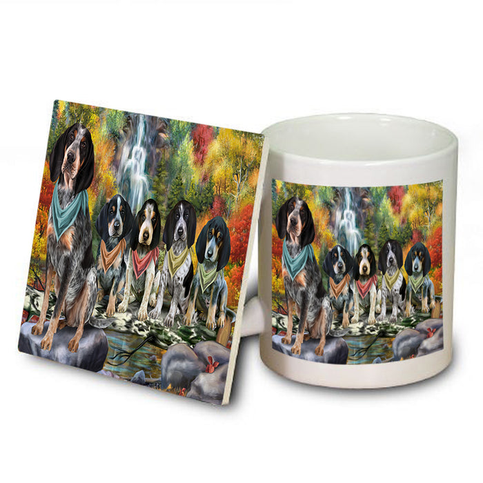 Scenic Waterfall Bluetick Coonhounds Dog Mug and Coaster Set MUC51828