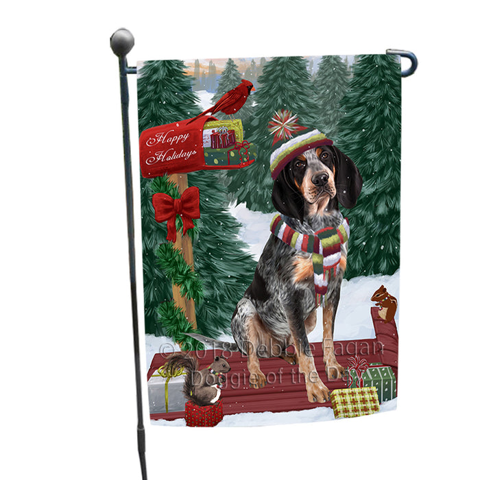 Merry Christmas Woodland Sled Bluetick Coonhound Dog Garden Flag GFLG55151
