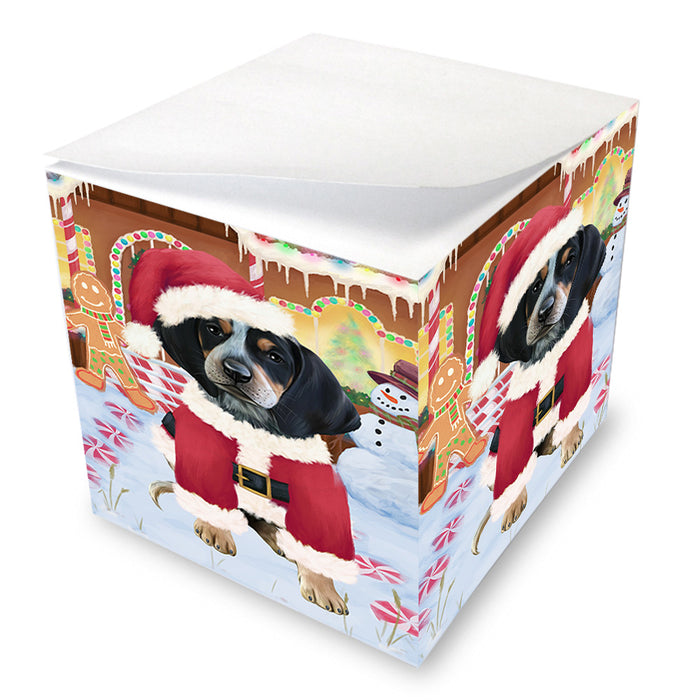Christmas Gingerbread House Candyfest Bluetick Coonhound Dog Note Cube NOC54270