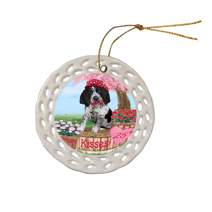 Rosie 25 Cent Kisses Bluetick Coonhound Dog Ceramic Doily Ornament DPOR56294