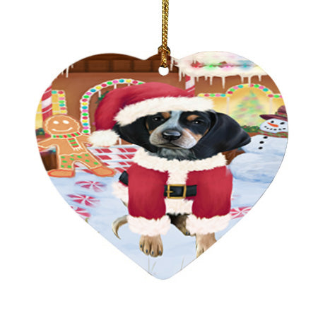 Christmas Gingerbread House Candyfest Bluetick Coonhound Dog Heart Christmas Ornament HPOR56554