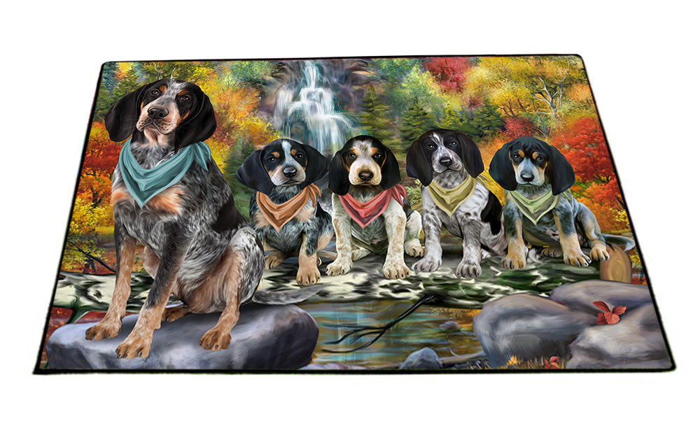 Scenic Waterfall Bluetick Coonhounds Dog Floormat FLMS51339