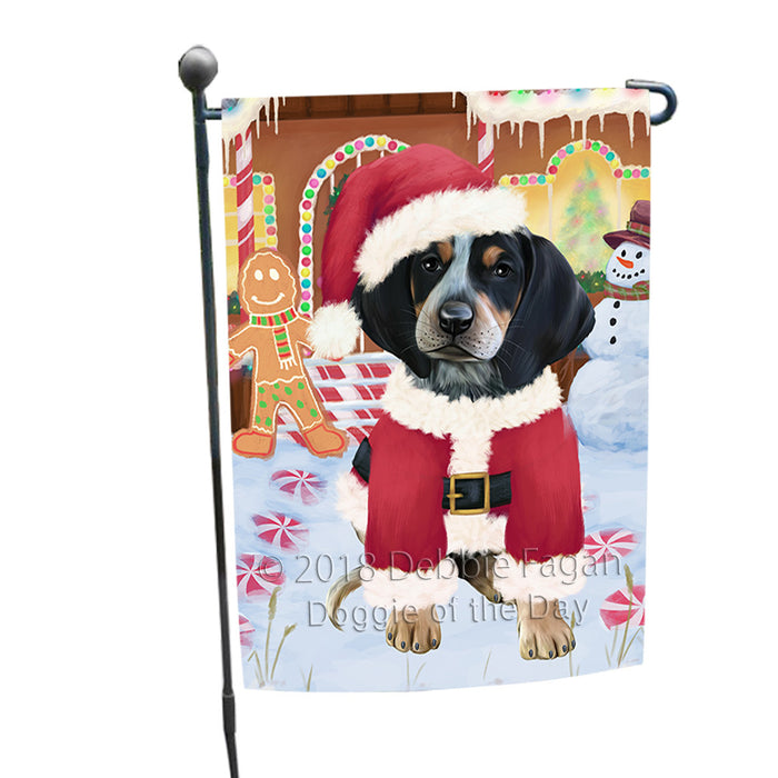 Christmas Gingerbread House Candyfest Bluetick Coonhound Dog Garden Flag GFLG56746