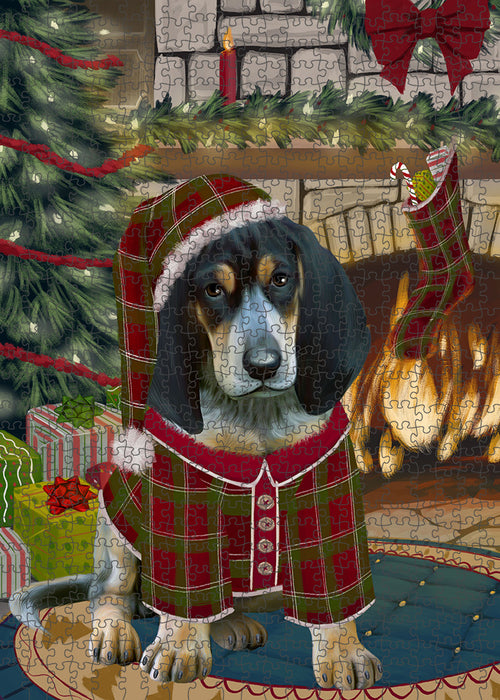 The Stocking was Hung Bluetick Coonhound Dog Puzzle with Photo Tin PUZL89116