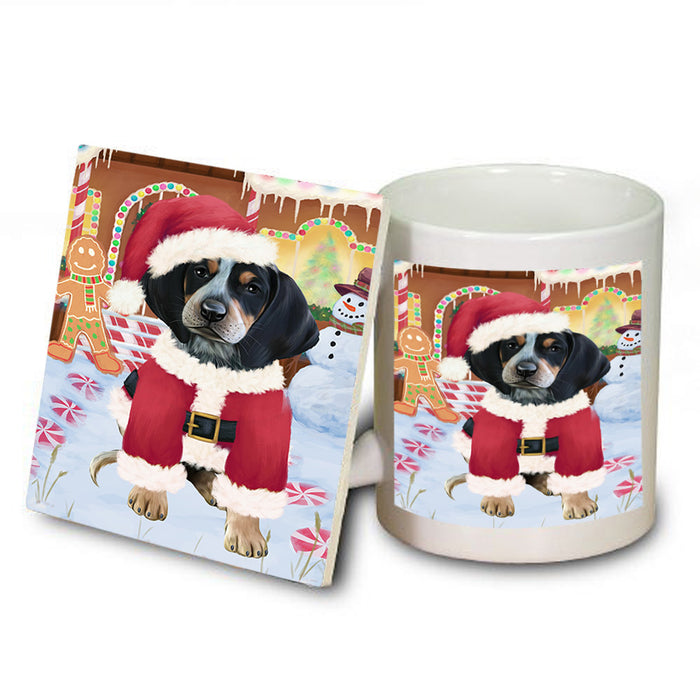 Christmas Gingerbread House Candyfest Bluetick Coonhound Dog Mug and Coaster Set MUC56190