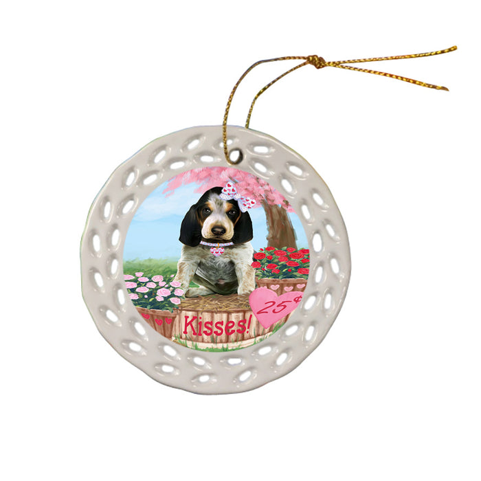 Rosie 25 Cent Kisses Bluetick Coonhound Dog Ceramic Doily Ornament DPOR56295