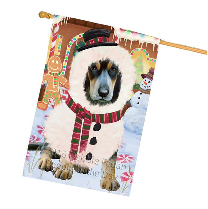 Christmas Gingerbread House Candyfest Bluetick Coonhound Dog House Flag FLG56883