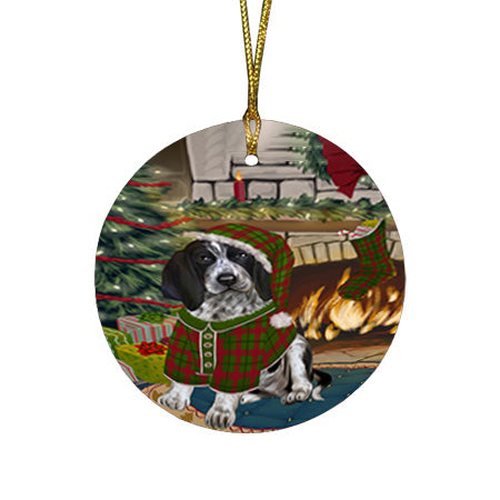 The Stocking was Hung Bluetick Coonhound Dog Round Flat Christmas Ornament RFPOR55585