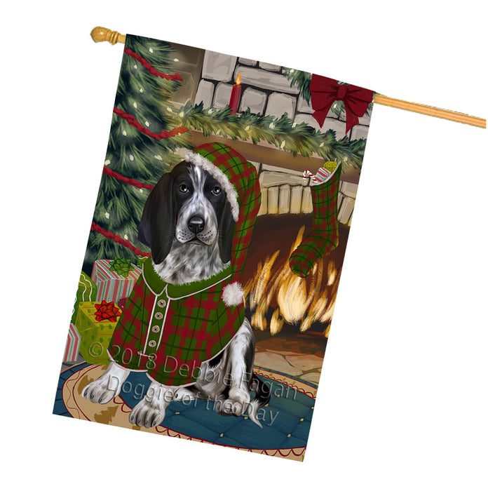The Stocking was Hung Bluetick Coonhound Dog House Flag FLG55658