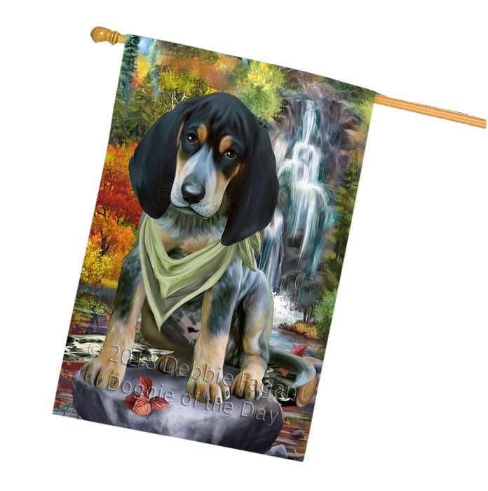 Scenic Waterfall Bluetick Coonhound Dog House Flag FLG51970