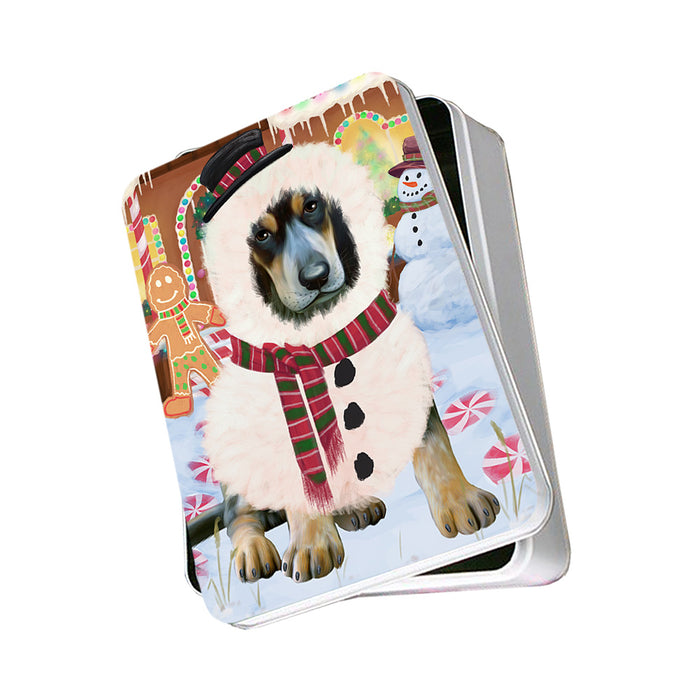 Christmas Gingerbread House Candyfest Bluetick Coonhound Dog Photo Storage Tin PITN56118