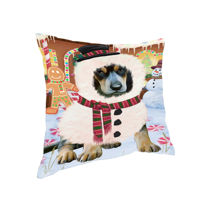 Christmas Gingerbread House Candyfest Bluetick Coonhound Dog Pillow PIL79088