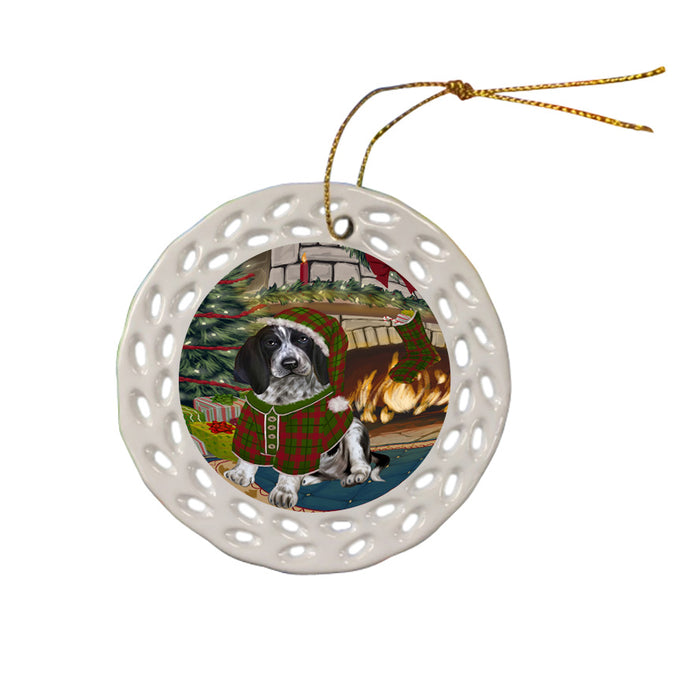 The Stocking was Hung Bluetick Coonhound Dog Ceramic Doily Ornament DPOR55585