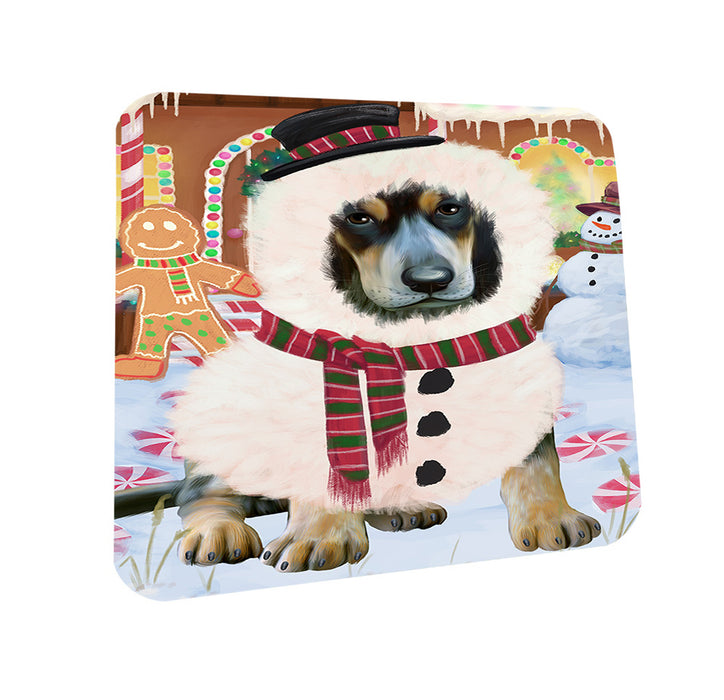 Christmas Gingerbread House Candyfest Bluetick Coonhound Dog Coasters Set of 4 CST56157