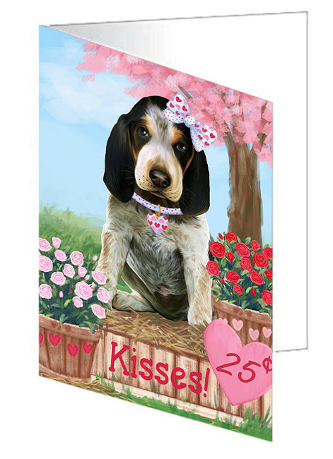 Rosie 25 Cent Kisses Bluetick Coonhound Dog Handmade Artwork Assorted Pets Greeting Cards and Note Cards with Envelopes for All Occasions and Holiday Seasons GCD72332