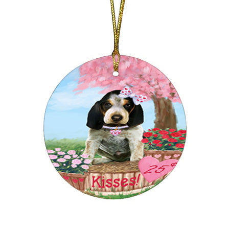 Rosie 25 Cent Kisses Bluetick Coonhound Dog Round Flat Christmas Ornament RFPOR56295