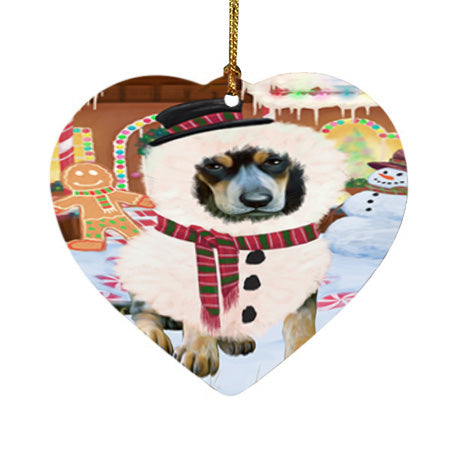 Christmas Gingerbread House Candyfest Bluetick Coonhound Dog Heart Christmas Ornament HPOR56555