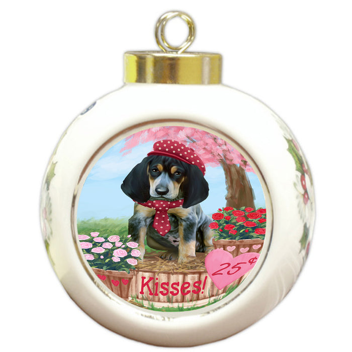 Rosie 25 Cent Kisses Bluetick Coonhound Dog Round Ball Christmas Ornament RBPOR56296