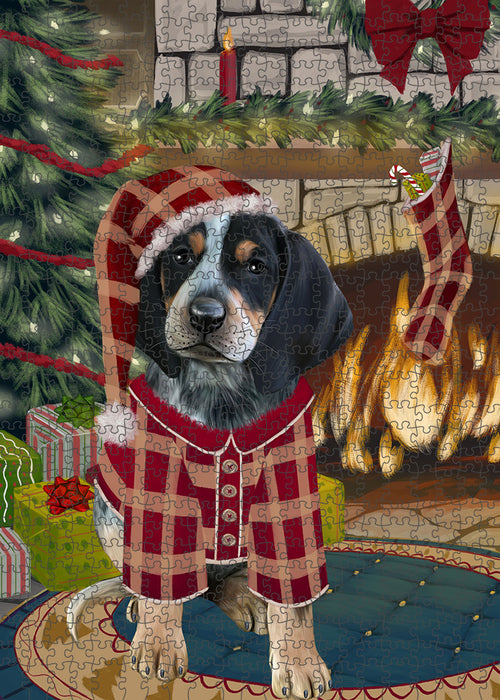 The Stocking was Hung Bluetick Coonhound Dog Puzzle with Photo Tin PUZL89124