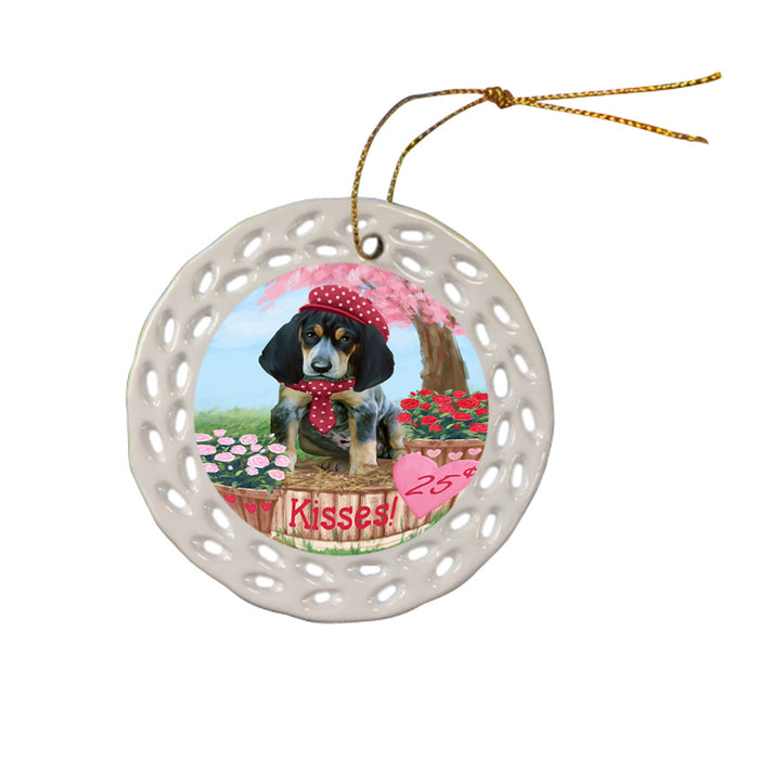 Rosie 25 Cent Kisses Bluetick Coonhound Dog Ceramic Doily Ornament DPOR56296