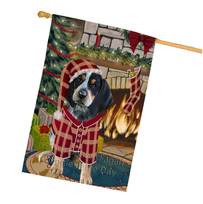 The Stocking was Hung Bluetick Coonhound Dog House Flag FLG55659