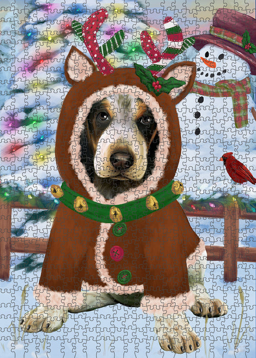 Christmas Gingerbread House Candyfest Bluetick Coonhound Dog Puzzle with Photo Tin PUZL93000