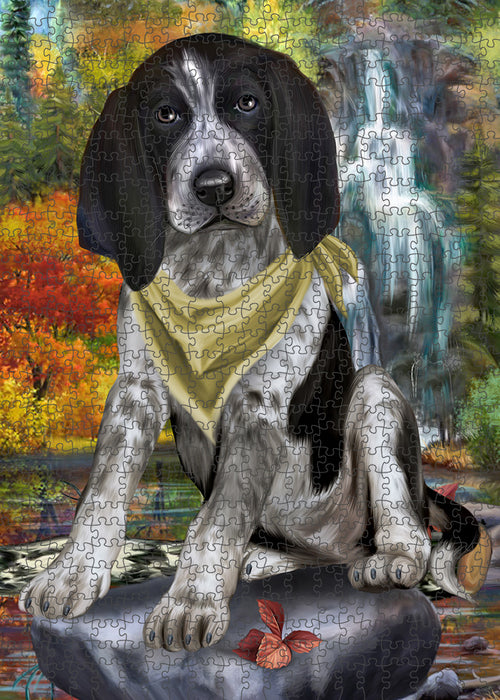 Scenic Waterfall Bluetick Coonhound Dog Puzzle with Photo Tin PUZL59601