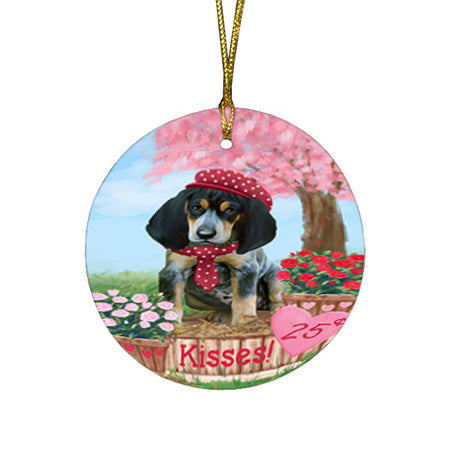 Rosie 25 Cent Kisses Bluetick Coonhound Dog Round Flat Christmas Ornament RFPOR56296