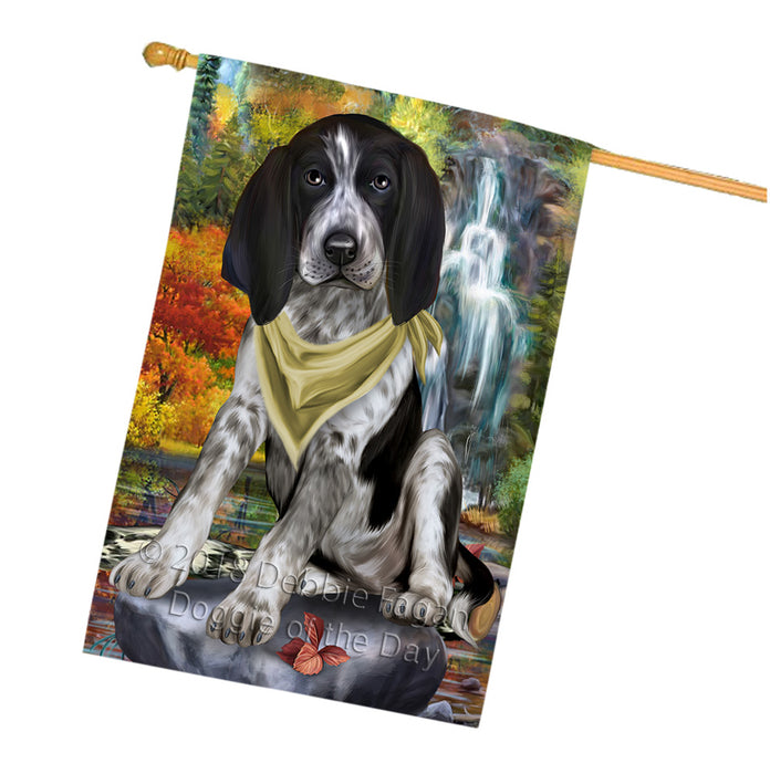 Scenic Waterfall Bluetick Coonhound Dog House Flag FLG51971