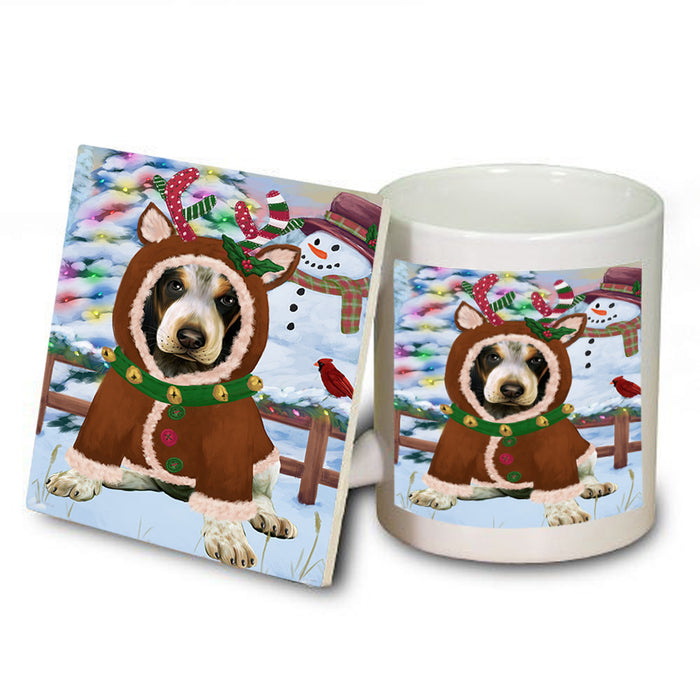 Christmas Gingerbread House Candyfest Bluetick Coonhound Dog Mug and Coaster Set MUC56192