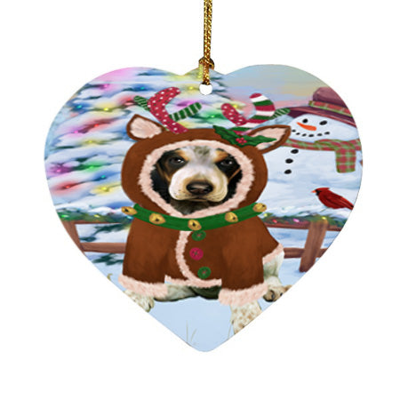 Christmas Gingerbread House Candyfest Bluetick Coonhound Dog Heart Christmas Ornament HPOR56556