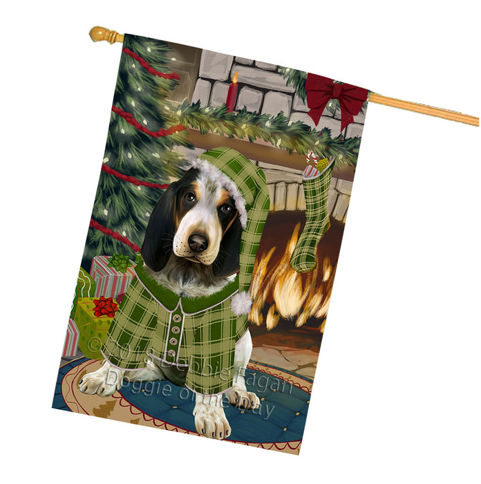 The Stocking was Hung Bluetick Coonhound Dog House Flag FLG55660
