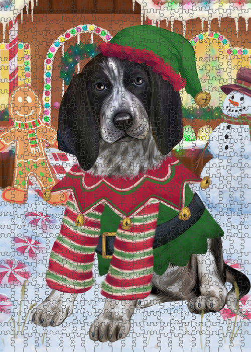 Christmas Gingerbread House Candyfest Bluetick Coonhound Dog Puzzle with Photo Tin PUZL93004