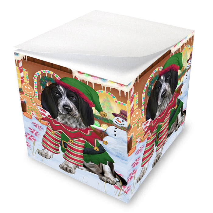 Christmas Gingerbread House Candyfest Bluetick Coonhound Dog Note Cube NOC54273