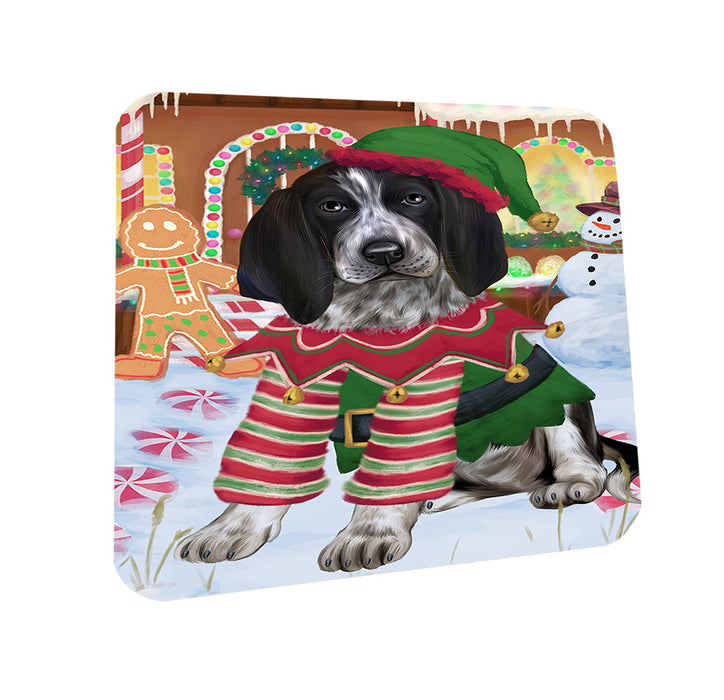 Christmas Gingerbread House Candyfest Bluetick Coonhound Dog Coasters Set of 4 CST56159