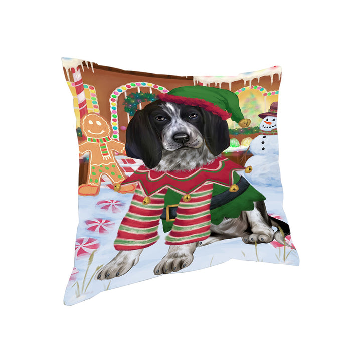 Christmas Gingerbread House Candyfest Bluetick Coonhound Dog Pillow PIL79096
