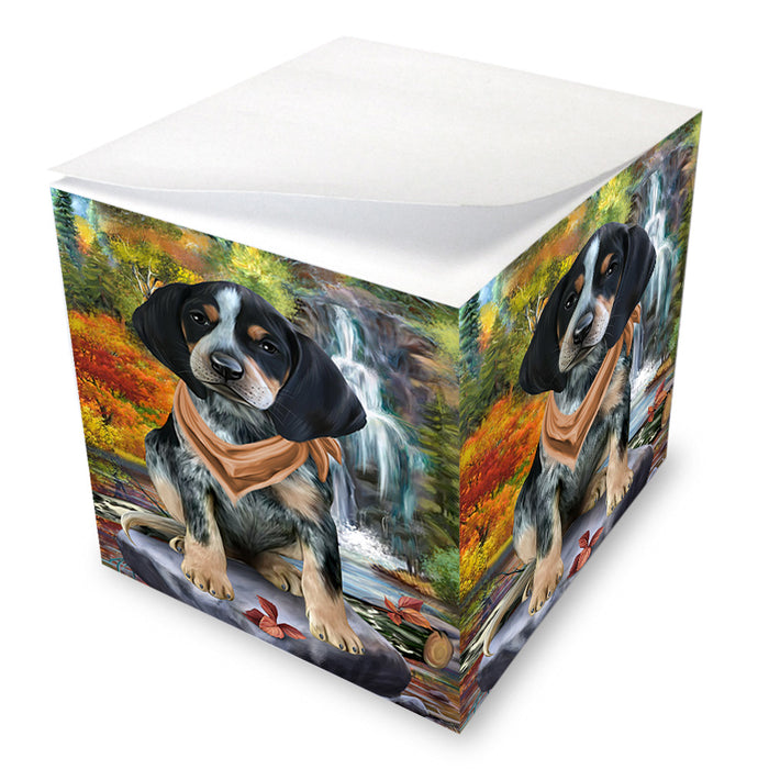 Scenic Waterfall Bluetick Coonhound Dog Note Cube NOC51840