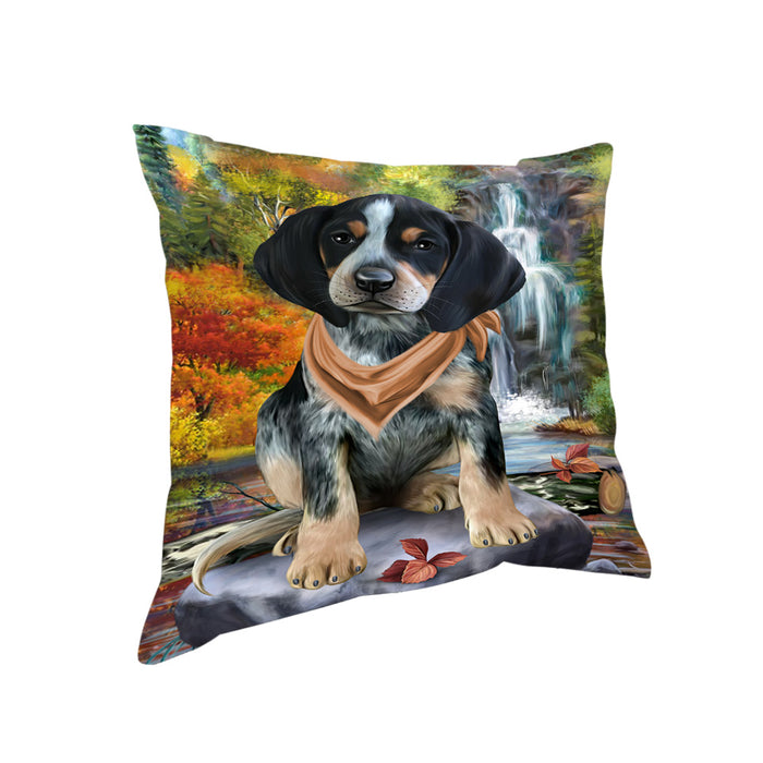 Scenic Waterfall Bluetick Coonhound Dog Pillow PIL63724