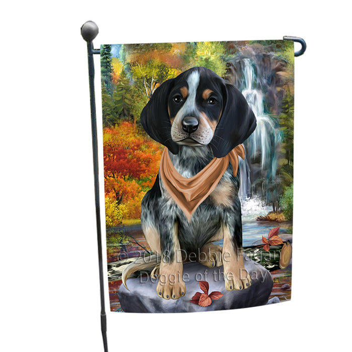 Scenic Waterfall Bluetick Coonhound Dog Garden Flag GFLG51837