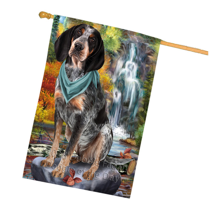Scenic Waterfall Bluetick Coonhound Dog House Flag FLG51974
