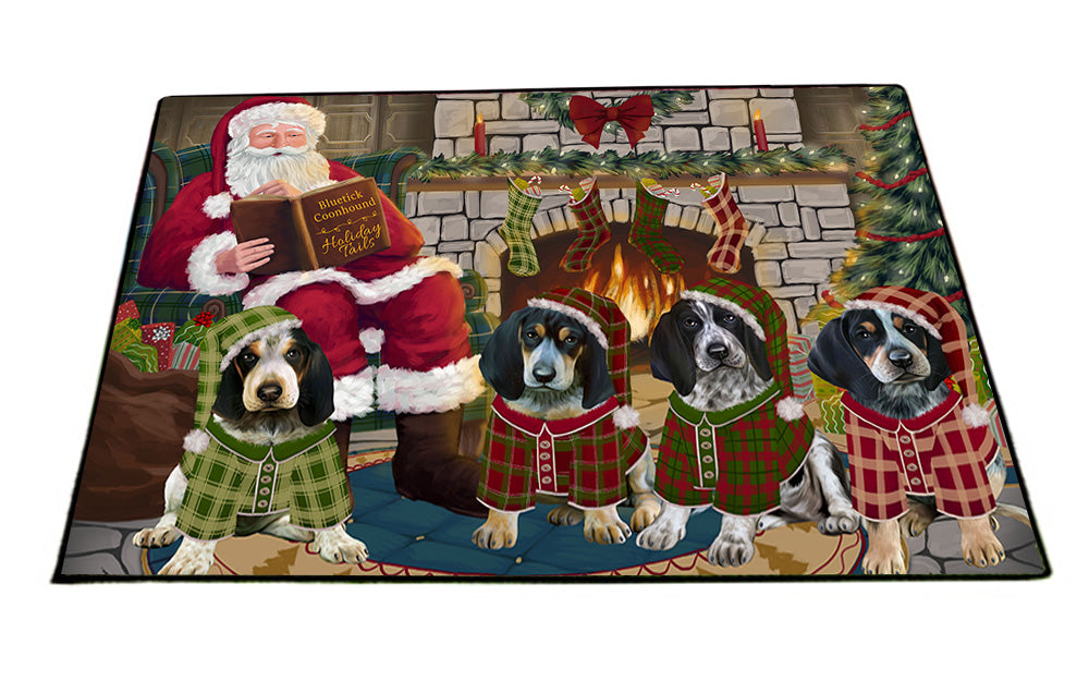 Christmas Cozy Holiday Tails Bluetick Coonhounds Dog Floormat FLMS52602