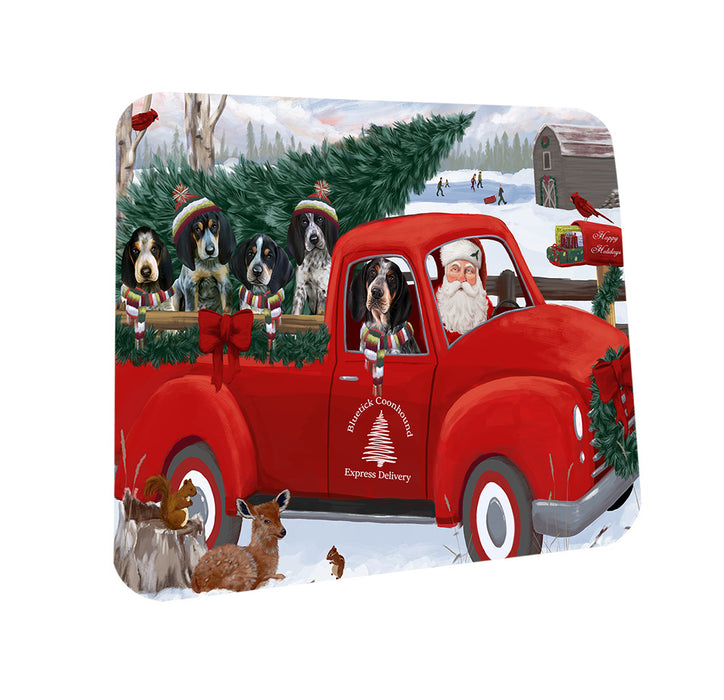 Christmas Santa Express Delivery Bluetick Coonhounds Dog Family Coasters Set of 4 CST54974