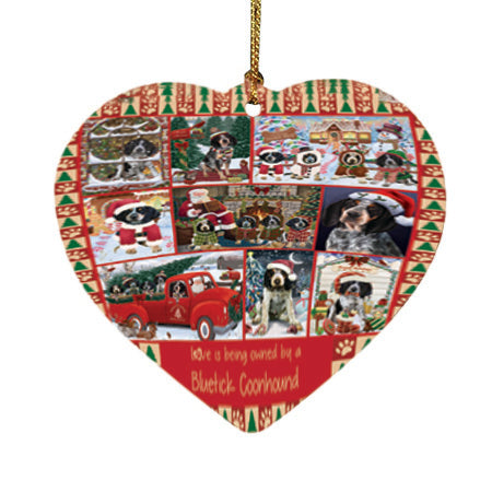 Love is Being Owned Christmas Bluetick Coonhound Dogs Heart Christmas Ornament HPOR57832