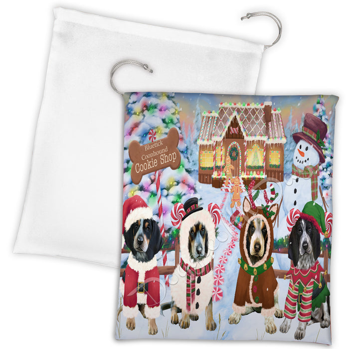 Holiday Gingerbread Cookie Bluetick Coonhound Dogs Shop Drawstring Laundry or Gift Bag LGB48576