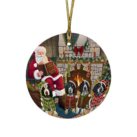 Christmas Cozy Holiday Tails Bluetick Coonhounds Dog Round Flat Christmas Ornament RFPOR55461