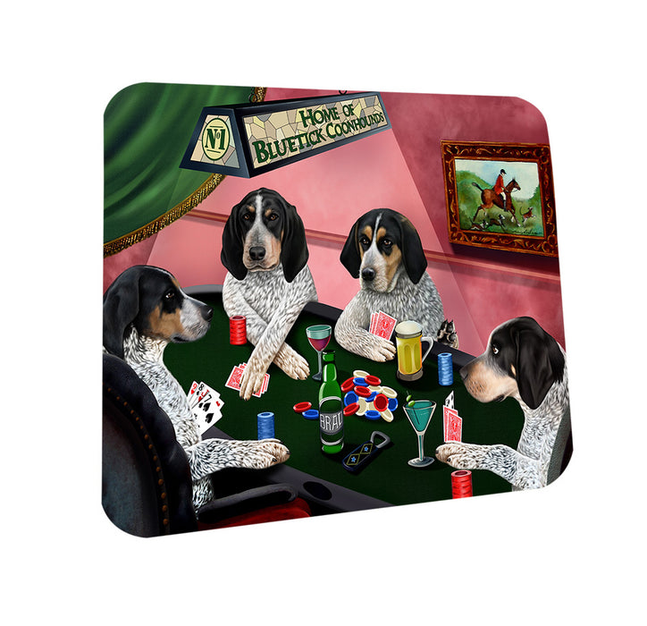 Home of Bluetick Coonhound 4 Dogs Playing Poker Coasters Set of 4 CST54304
