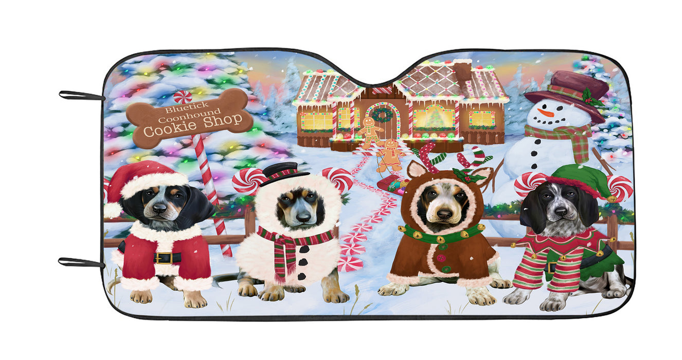 Holiday Gingerbread Cookie Bluetick Coonhound Dogs Car Sun Shade
