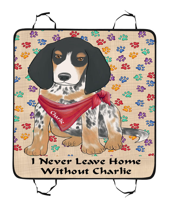 Personalized I Never Leave Home Paw Print Bluetick Coonhound Dogs Pet Back Car Seat Cover