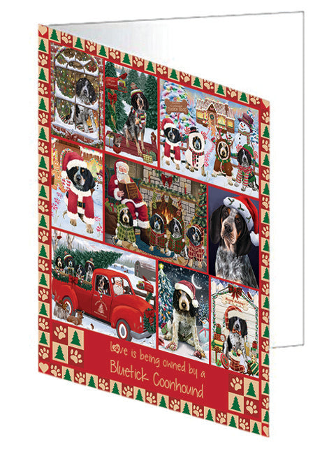 Love is Being Owned Christmas Bluetick Coonhound Dogs Handmade Artwork Assorted Pets Greeting Cards and Note Cards with Envelopes for All Occasions and Holiday Seasons GCD78842